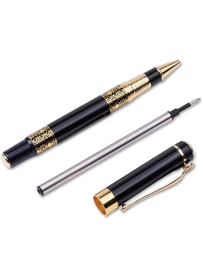 Fountain Pen Set with Gift Box, Refillable High End Business Signature Pen, 0.5MM Classic Metal Pen for Men and Women Writing (Black) - Image 3